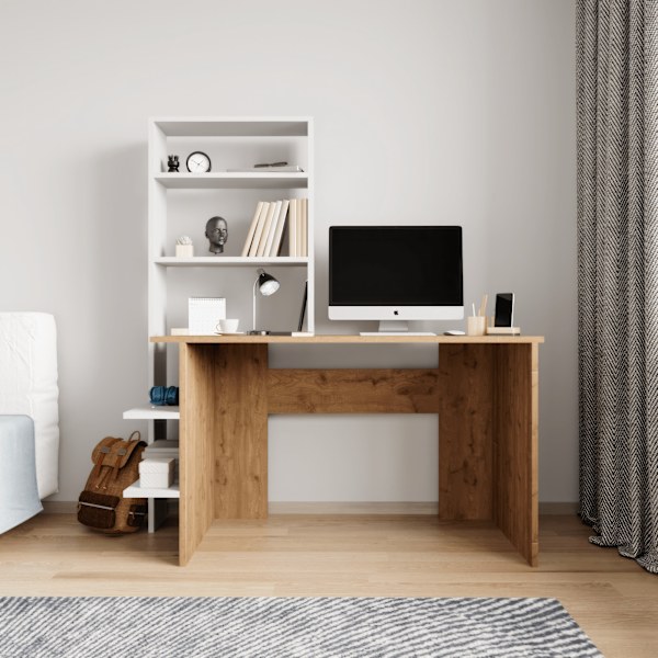 Studiebord & bogreol Aden - Eg, Hvid