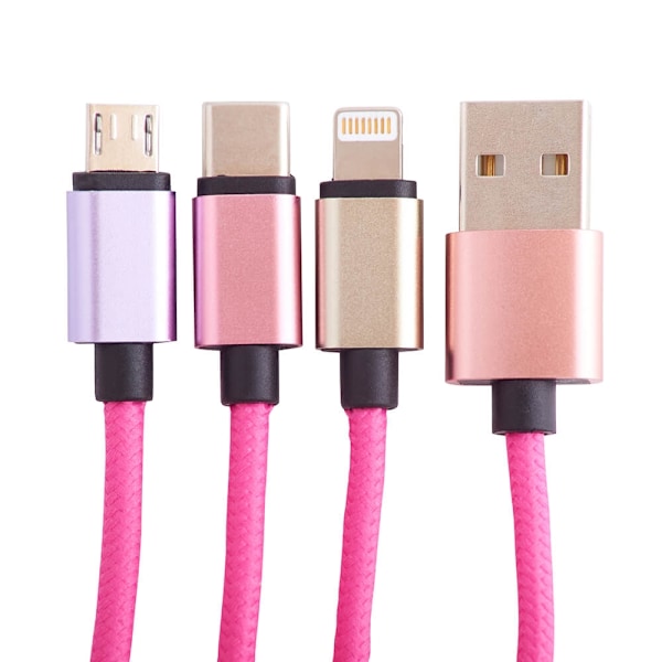 SQUISHMALLOWS Latauskaapeli 1,2 m Lola 3in1 USB-C/Micro/Lightning