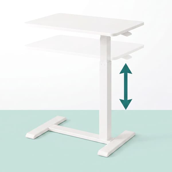 Ställbart ståbord med hjul – Vitt, 60×40 cm