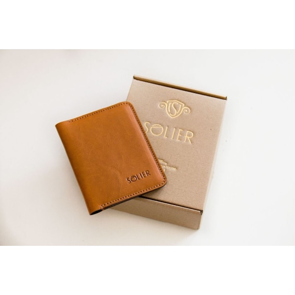 Tynd læder pung til mænd SOLIER SW10 SLIM BROWN