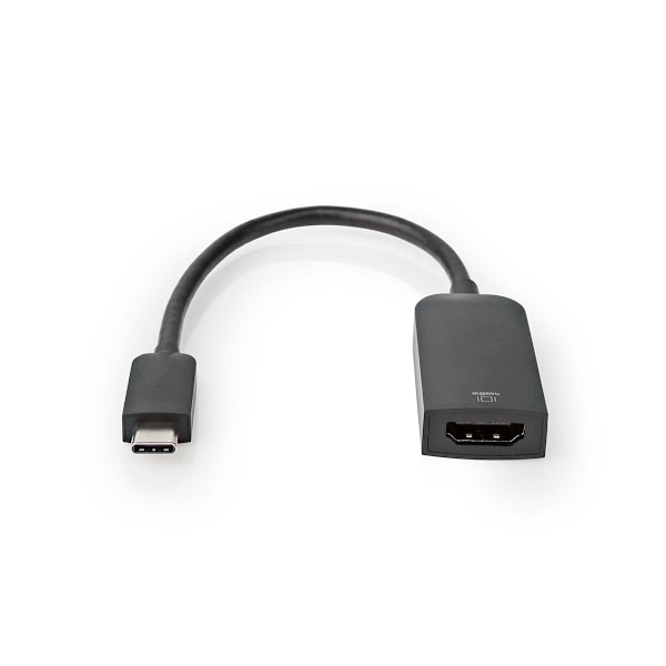 USB-C™ Sovitin | USB 3.2 Gen 1 | USB-C™ Uros | HDMI naaras | 4K@60Hz | 0.20 m | Pyöreä | Niklattu | PVC | Musta | Laatikko