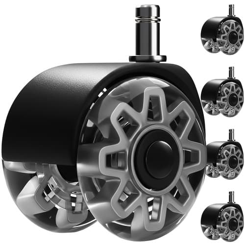 Stolshjul, 2,5" PU, 5-pack, Tysta, Repfria