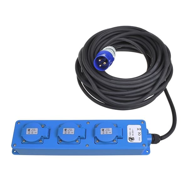CEE 3-vejs stikkontakt 20M (2xSchuko + 1x2-USB)