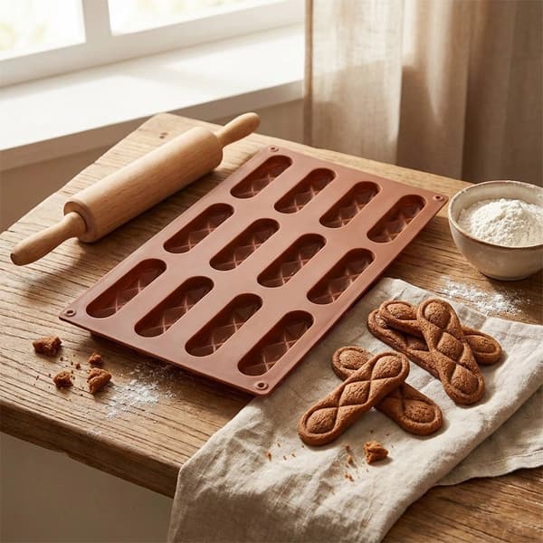 Silikoneform til småkager og praline, brun, 29,5x17x1,5 cm
