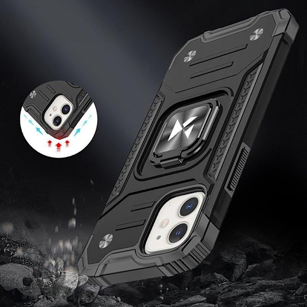 Pansret etui til iPhone 14 Plus, Ring Armor magnetisk holder, sort