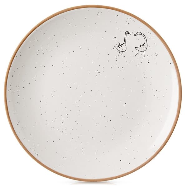 Beige keramisk desserttallerken 20 cm