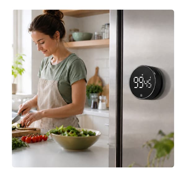 Digital køkkenur, LED-display, sort, magnetisk