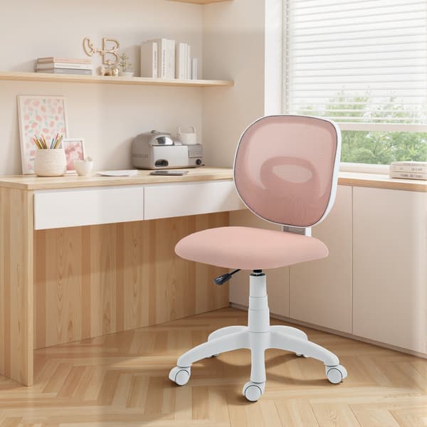Ergonomisk kontorstol, justerbar højde, lyserød