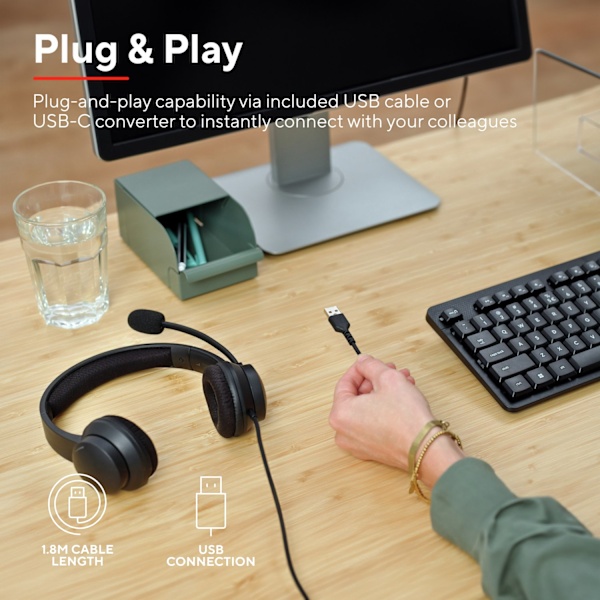 Ayda PC-headset ENC USB Svart