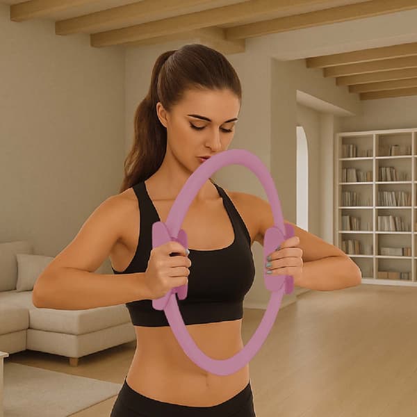 Pilatesring – lyserød, let, 14 tommer i diameter