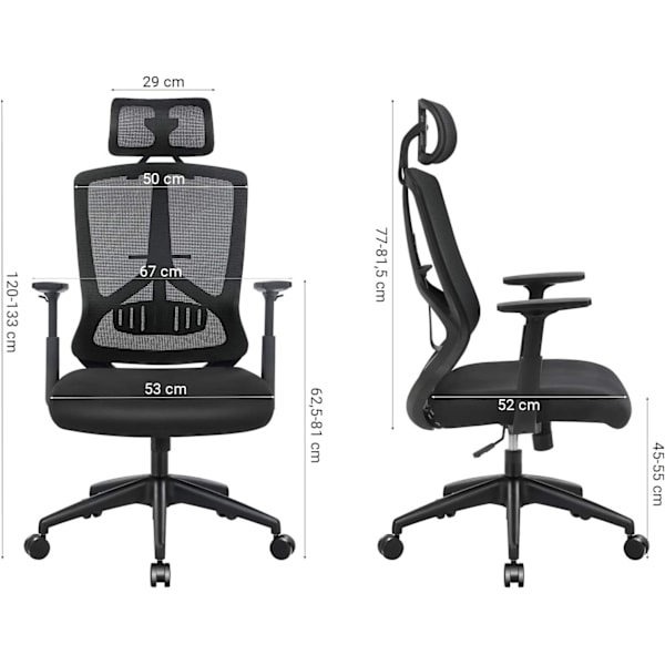 Ergonomisk kontorstol med justerbar nakkestøtte