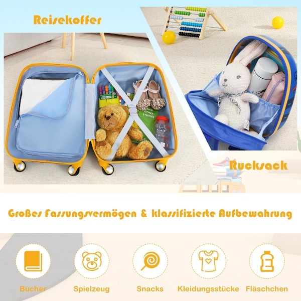 2-delat barn resväska set hårt fodral & ryggsäck 33 x 22 x 51 cm mörkblå