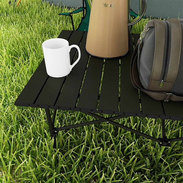 Campingbord klapbord med rullebordplade X-ramme havebord lavet af aluminium letvægts 2 personers sidebord klapbord til havebalkon camping 95 x 55cm so