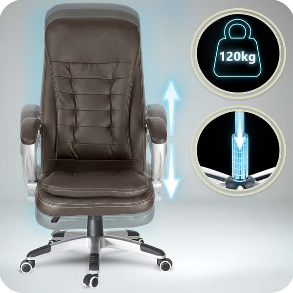 Ergonomisk kontorstol, mørkebrun, justerbar højde