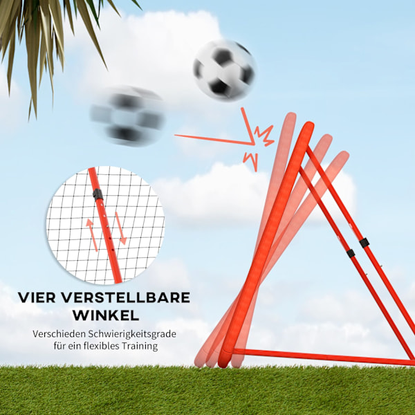 Rebounder för fotboll, hopfällbar fotbollsrebounder med skyddskant, pinnar, 5 nivåer höjdjusterbart rebound väggnät för handboll, volleyboll och baske