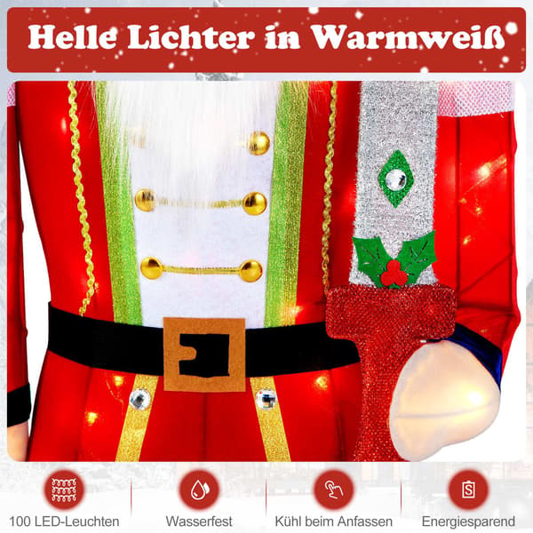 Upplyst nötknäpparfigur, 157 cm, 100 LED-lampor