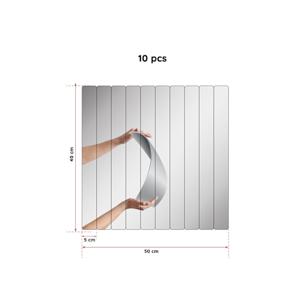 Spegel rektangulär rand - 5 x 40 cm ( 10 stycken ) - Silver