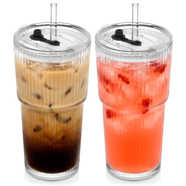 Lasimukit kansilla ja pillillä, 500 ml, 2 kpl:n setti