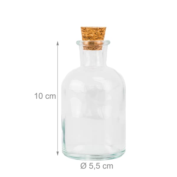 Set med 8 glasflaskor med korkar – 150 ml, runda