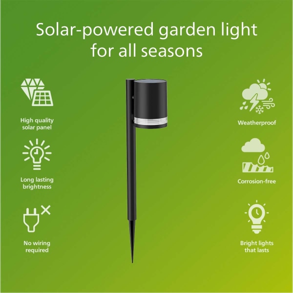 Fyce Garden Lamp Straight Solar Cell Ultra Efficient LED 200lm musta