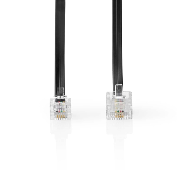 Telecom förlängningskabel | RJ11 Hane | RJ45 hane | 5.00 m | Kabelns utformning: Platt | Plätering: Guldplaterad | Kabeltyp: RJ11 | Svart