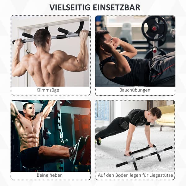 Pull-Up Bar Multifunktionel Træningsholder, Dørstang Af Stål Og Skum, Sort + Grå, 92X40X17Cm