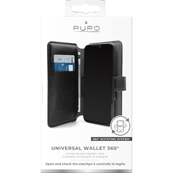 PURO Universal Wallet 360° - Kääntyvä yleistasku korttipaikoilla