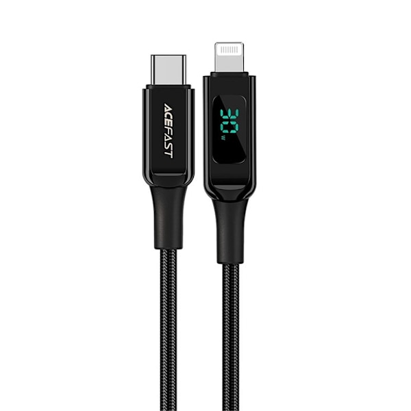 Acefast USB-C - Lightning MFI -kaapeli, 30 W, 3 A, 1,2 m - musta