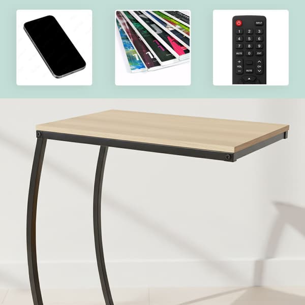 C-format sidobord – metall och MDF, för soffa och säng