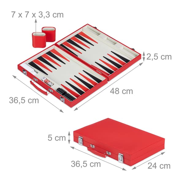 Rød backgammon taske