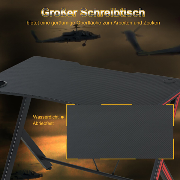 Gaming Bordskrivebord Med Hovedtelefonkrog Og Kopholder, Stål + Mdf, Sort, 105X55X75Cm