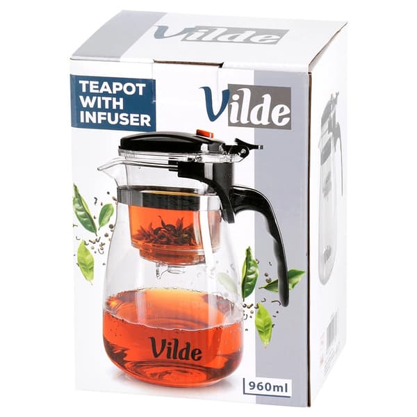Glastekande med infuser, borosilikat, 960 ml