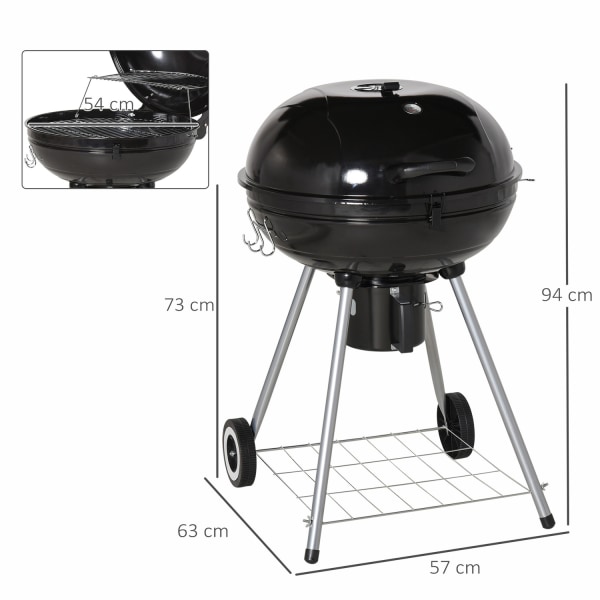 Charcoal Grill Trolley Stående Grill Bbq Rund Askfångare Metall