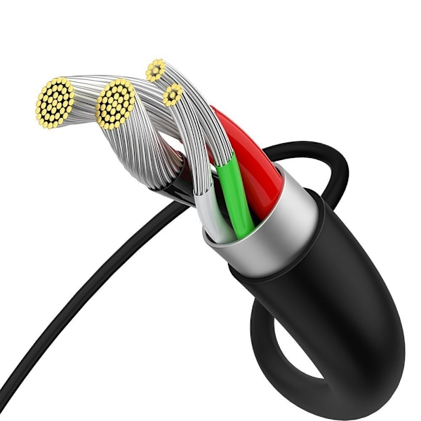 Erinomainen kaapeli microUSB USB-kaapeli nopeaan lataukseen 2A 1m musta