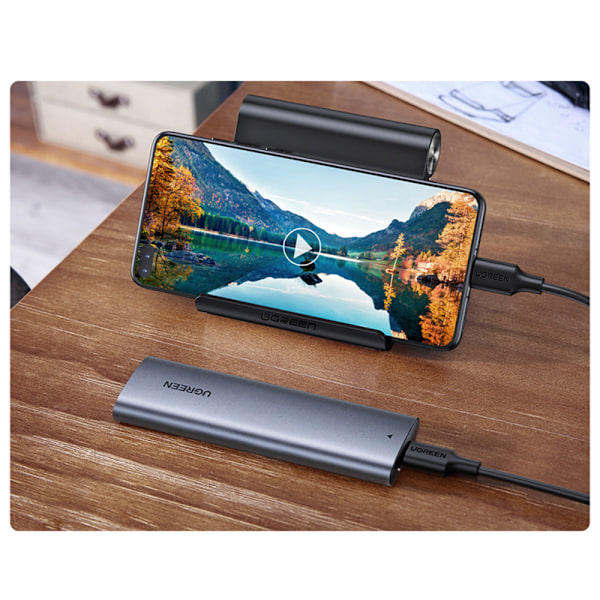 Levypaikka M.2 B-Key SATA 3.0 kiintolevykotelo harmaa + USB Type C -kaapeli