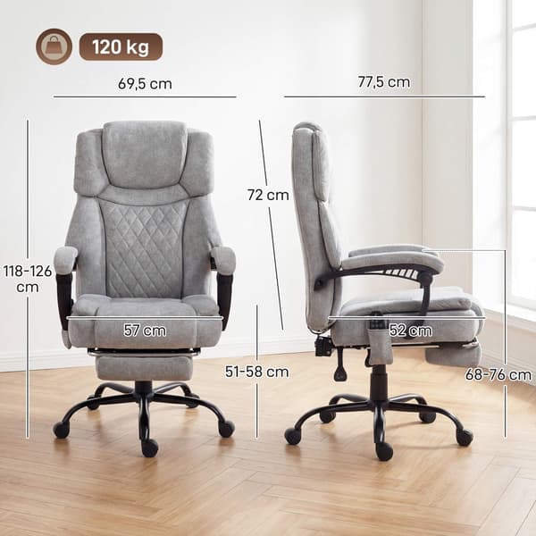 Ergonomisk kontorstol med massage og varme, kan lænes tilbage 135