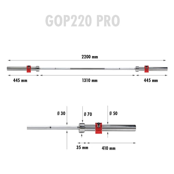 Olympic Bar 2200mm med låskäftkragar