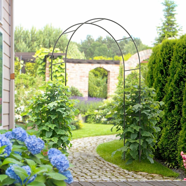 Rose Arch Metal Arch Puutarhakaari Kiipeilykasvit Musta 140 X 40 X 240 Cm