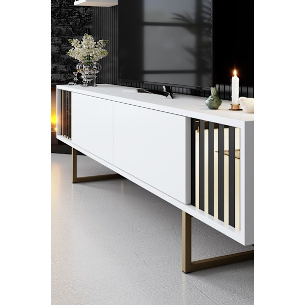 TV-enhet Gold Line - Vit, Svart