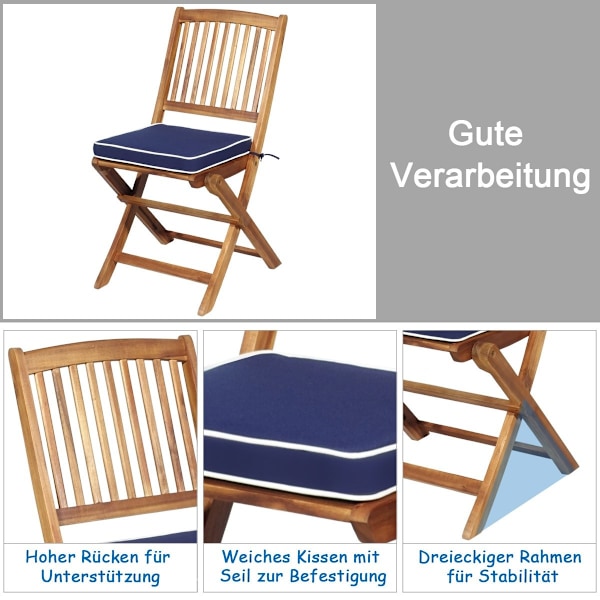 3 kpl. Patiohuonekalusetti, jossa pyöreä pöytä ja 2 tuolia ja 2 tyynyä, ergonominen istuinsetti, sininen