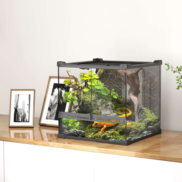 Glasterrarium til krybdyr, vandtæt base, sikker lås