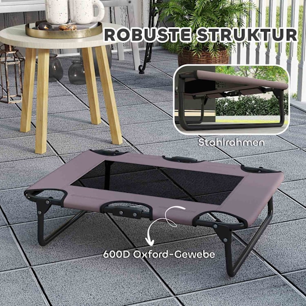 Förhöjd hundsäng hopfällbar sällskapssäng för hund utomhus med meshdesign Andas för små och medelstora hundar Kaffe Oxford 75 x 51 x 18 cm |
