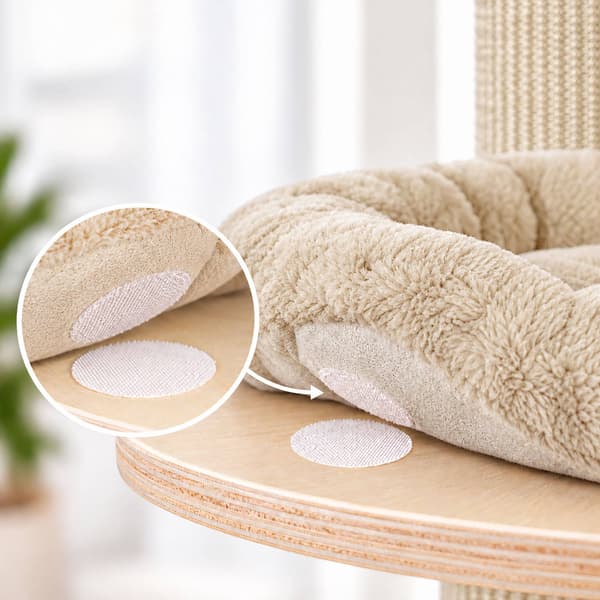 Kradsetræ til katte med 3 polstrede platforme, 187 cm – Beige, Sisalstolpe