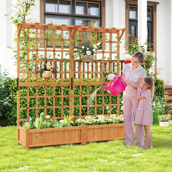 Træplantekasse med espalier og tag, 3-i-1 design