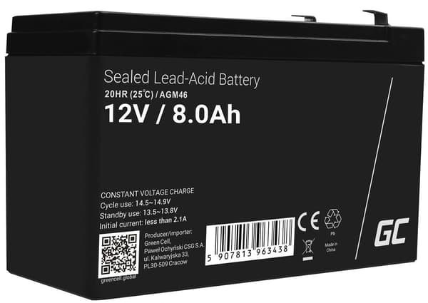 Green Cell Agm Vrla 12V 8Ah vedligeholdelsesfrit batteri