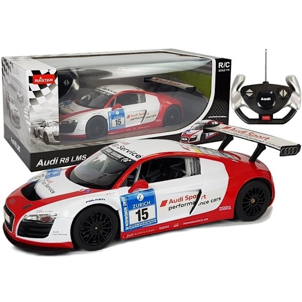 1:14 Audi R8 LMS R/C bil - Vit-röd, ljus, realistisk detalj