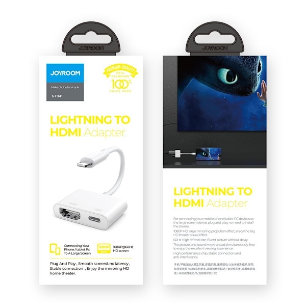 iPhone Lightning till HDMI FullHD + Lightning-adapter vit