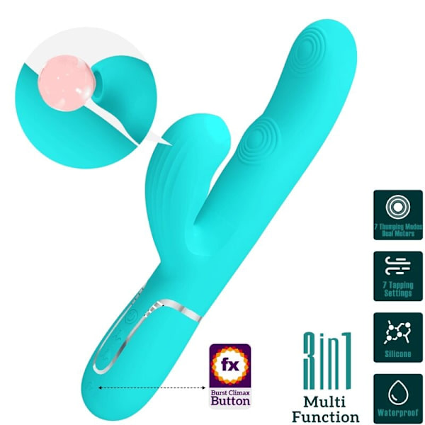 Pretty Love - Perlita Multifunktion 3 I 1 G-Spot Vibrator Aqua Green