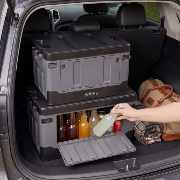 Hopfällbar transportlåda 38L, gråsvart, PP-material