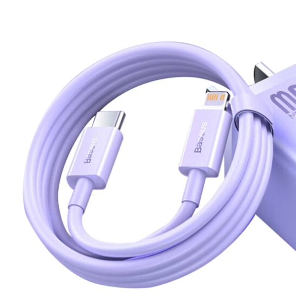 Snabb iPhone laddningskabel USB-C - Lightning PD 20W 1m lila